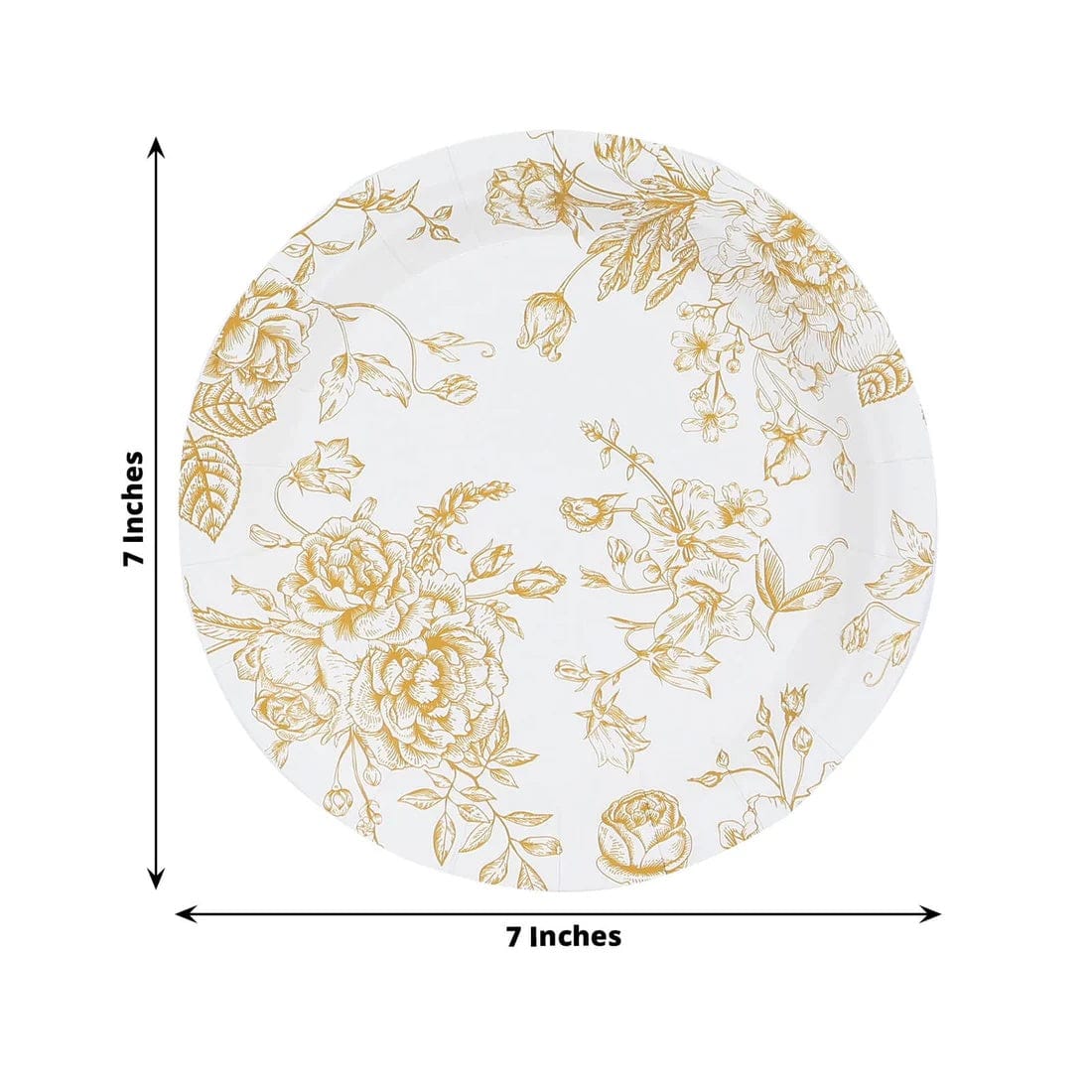 25 White Disposable Salad Dinner Paper Plates with French Toile Design