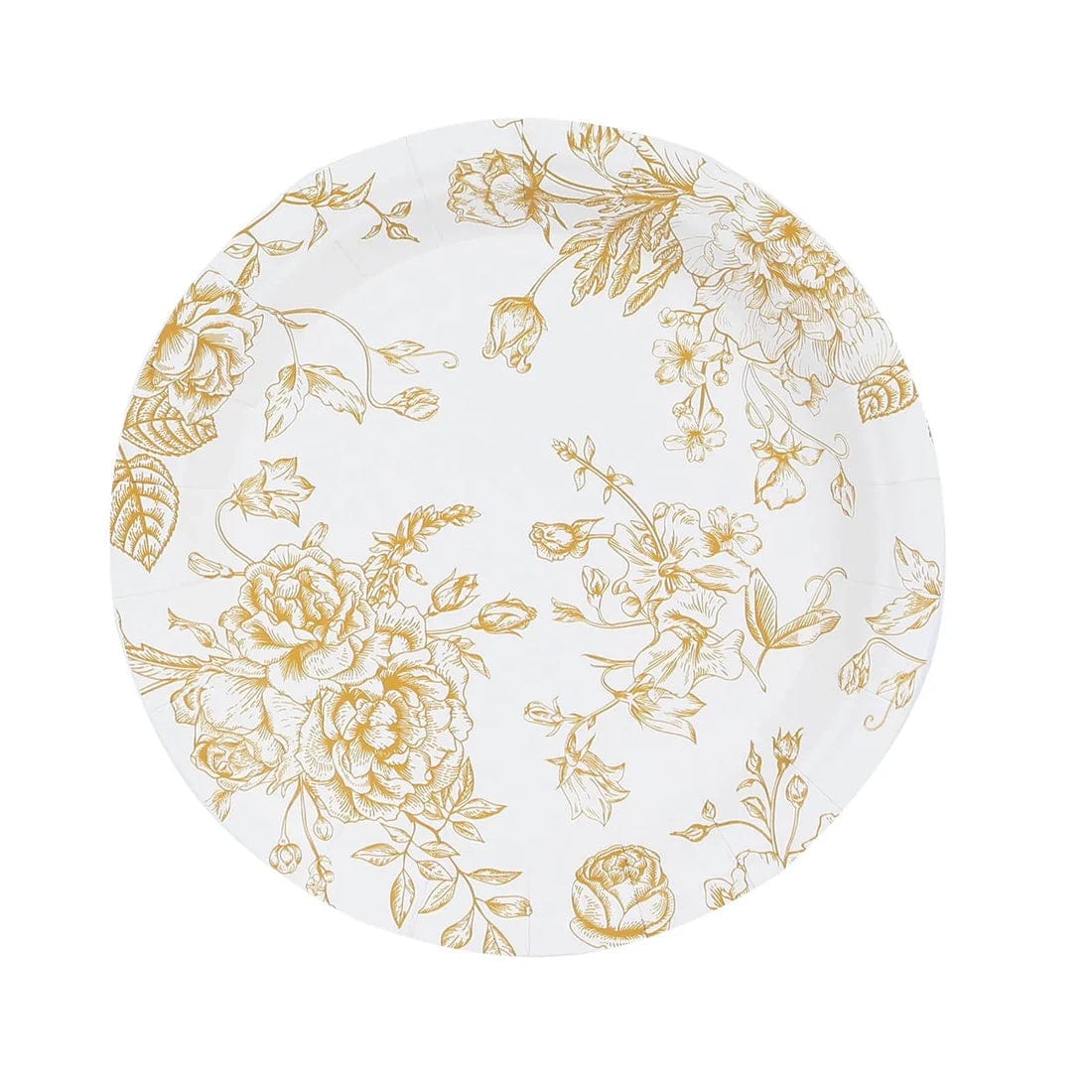 25 White Disposable Salad Dinner Paper Plates with French Toile Design