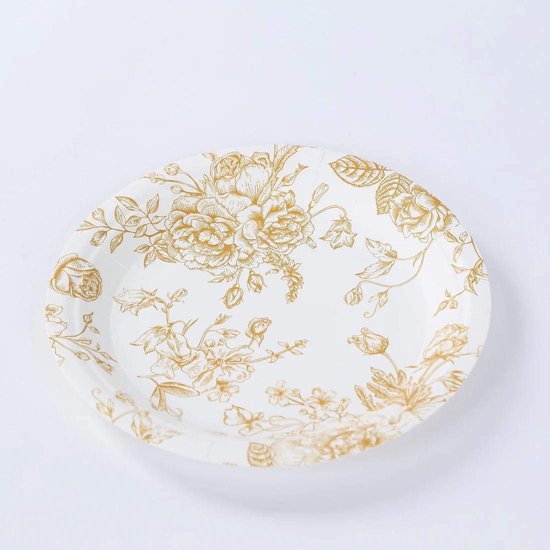 25 White Disposable Salad Dinner Paper Plates with French Toile Design