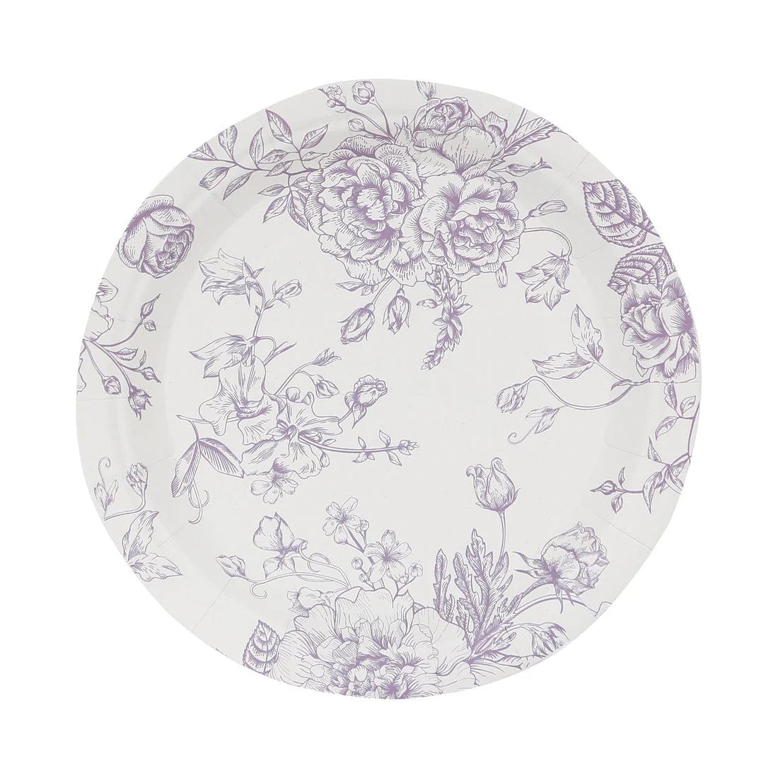 25 White Disposable Salad Dinner Paper Plates with French Toile Design