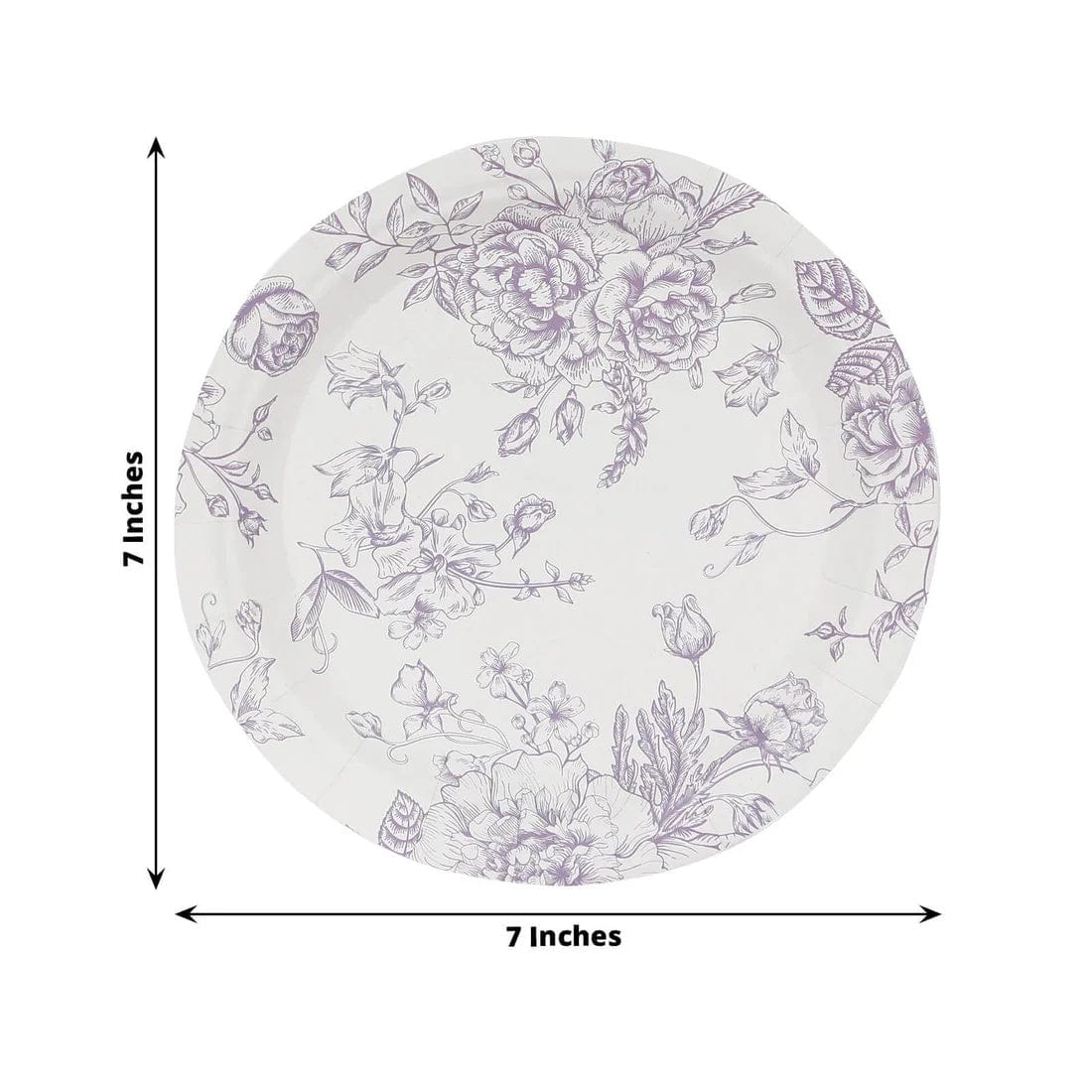 25 White Disposable Salad Dinner Paper Plates with French Toile Design