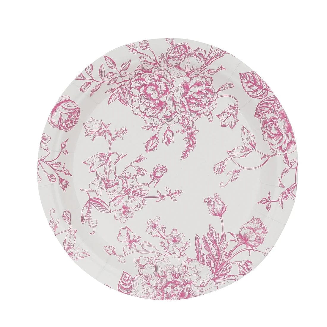 25 White Disposable Salad Dinner Paper Plates with French Toile Design