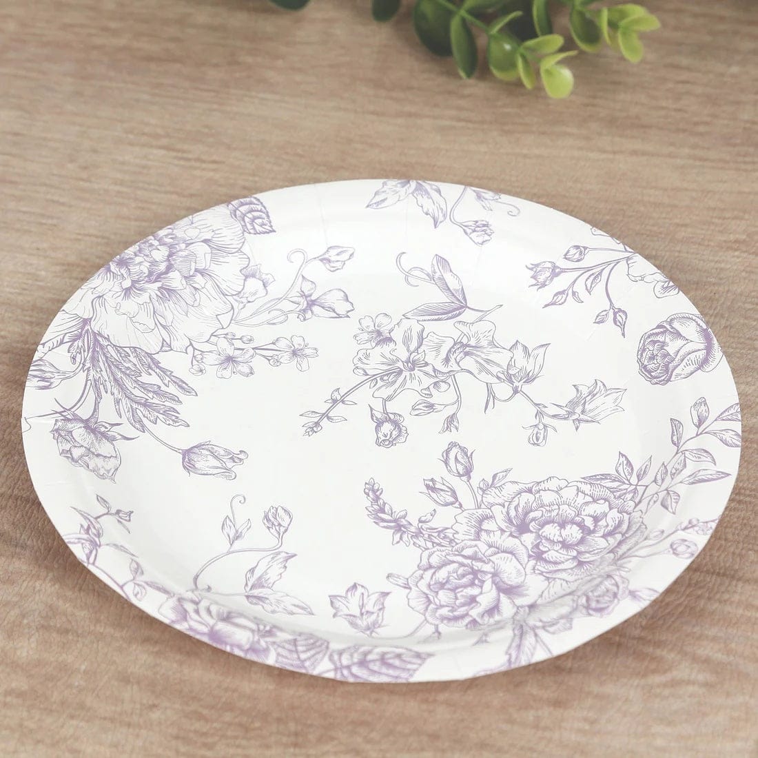 25 White Disposable Salad Dinner Paper Plates with French Toile Design