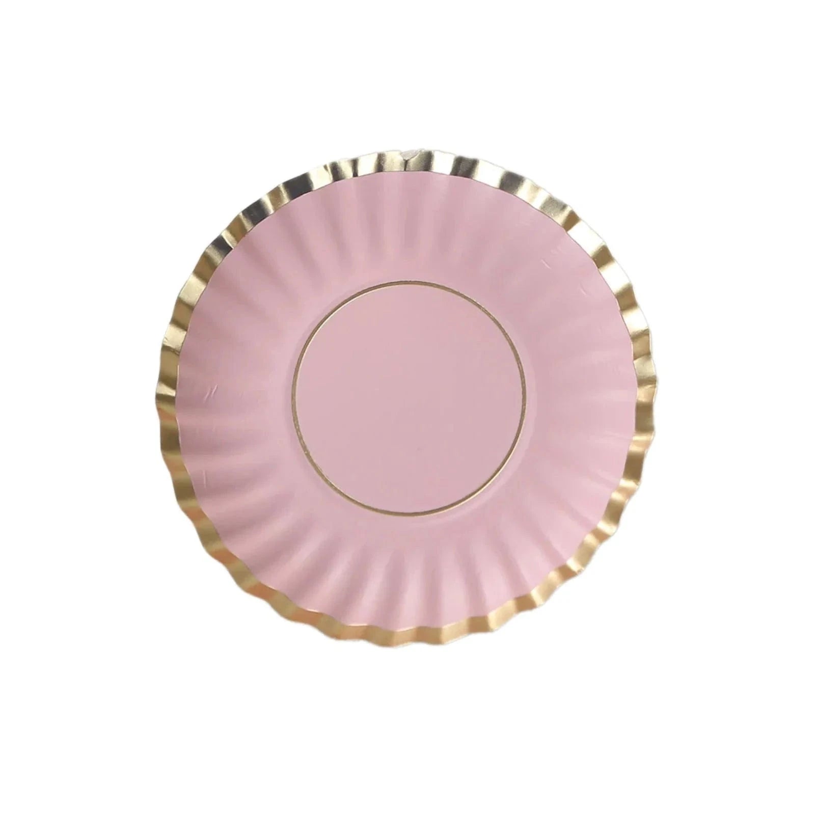 50 Metallic Round Disposable Mini Dessert Paper Plates with Scalloped Trim
