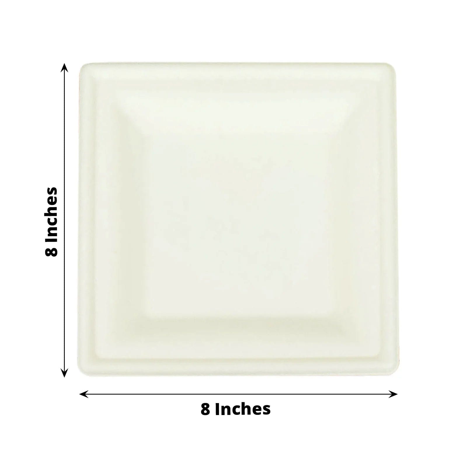 50 White Square Sustainable Bagasse Disposable Salad Dinner Plates