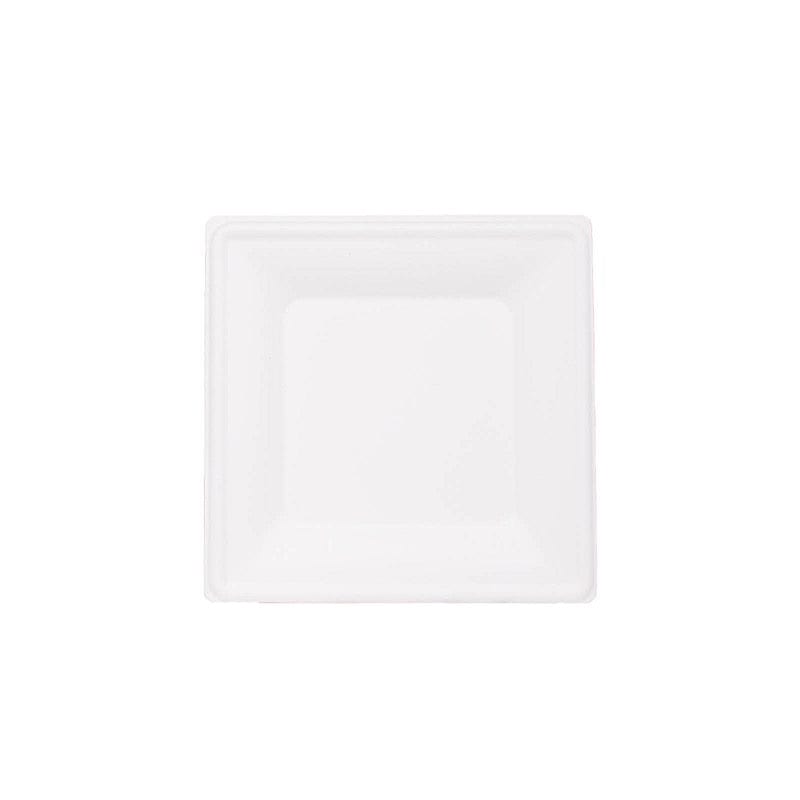 50 White Square Sustainable Bagasse Disposable Salad Dinner Plates