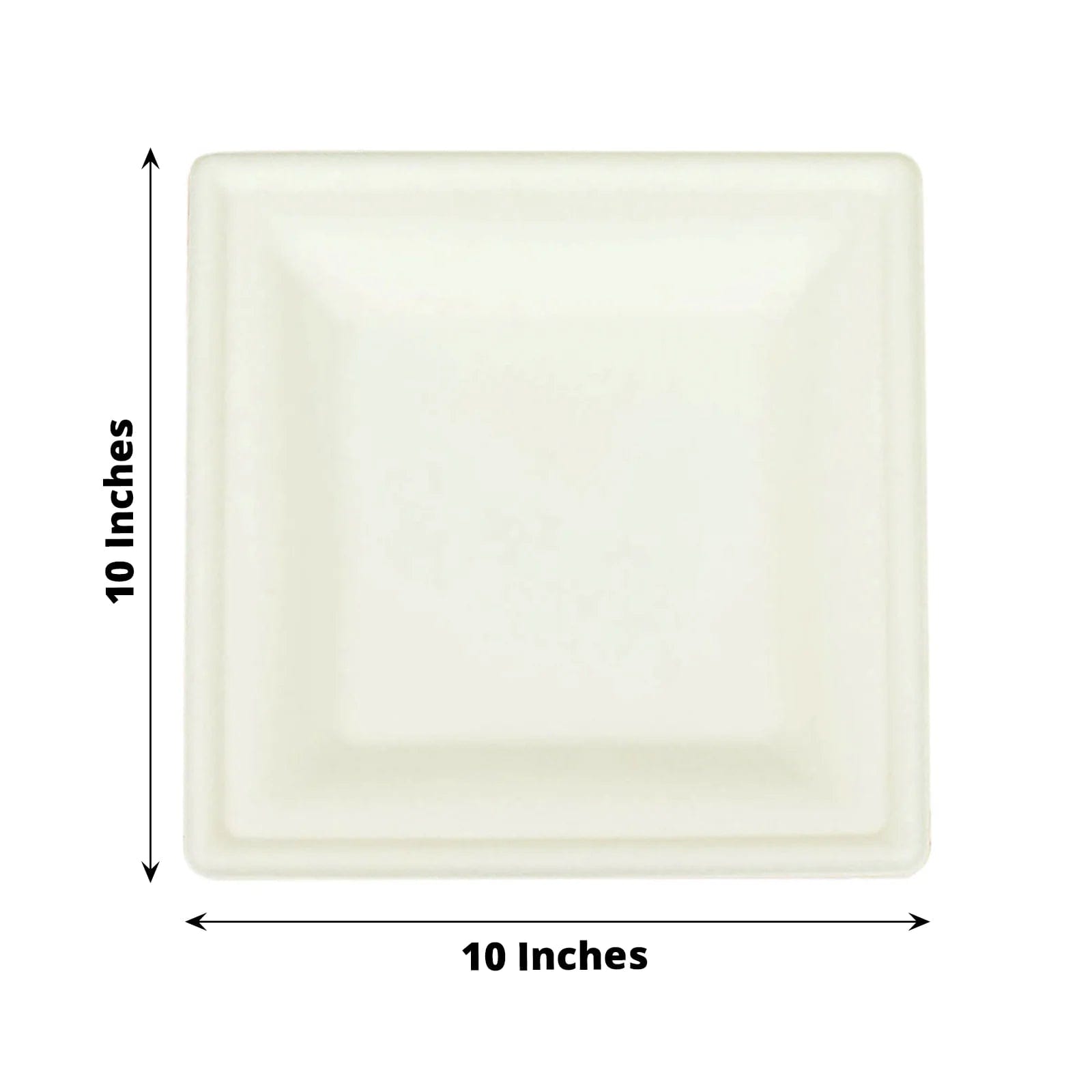50 White Square Sustainable Bagasse Disposable Salad Dinner Plates