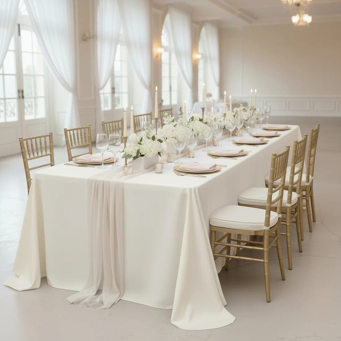 108 x 156 inch Extra Wide Polyester King Rectangular Tablecloth