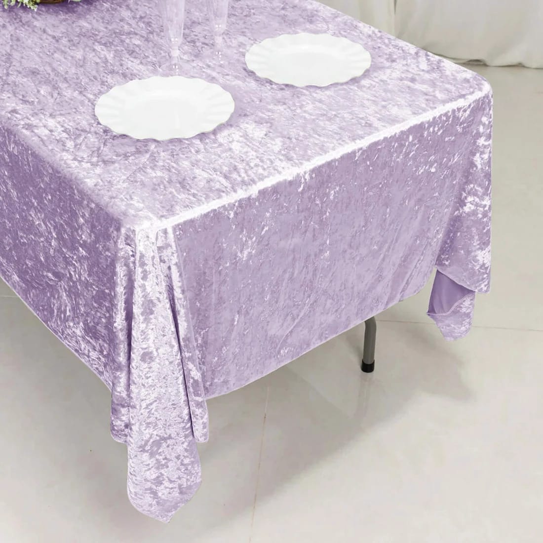 60x 102 in Seamless Premium Crushed Velvet Rectangle Tablecloth