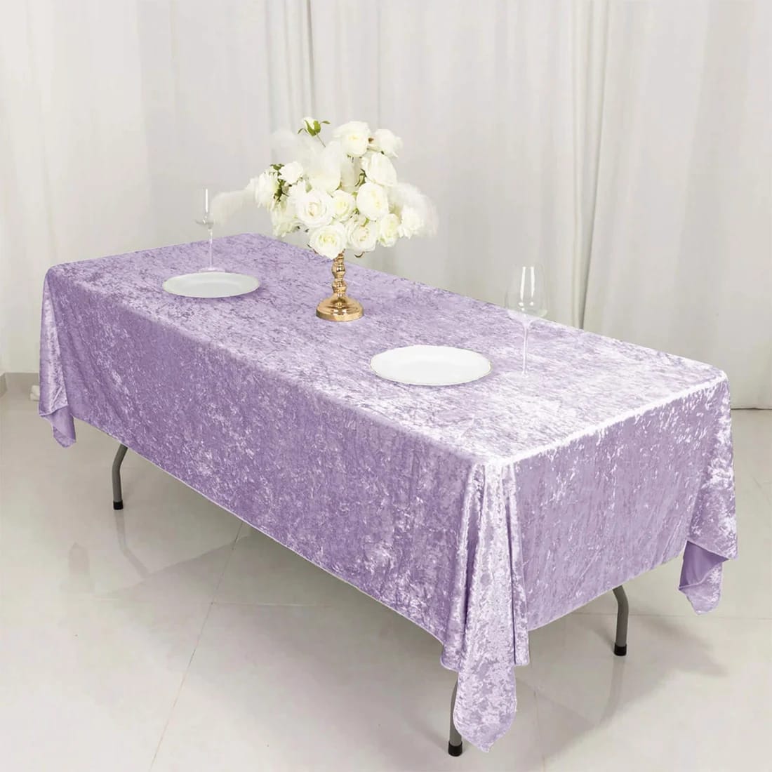 60x 102 in Seamless Premium Crushed Velvet Rectangle Tablecloth