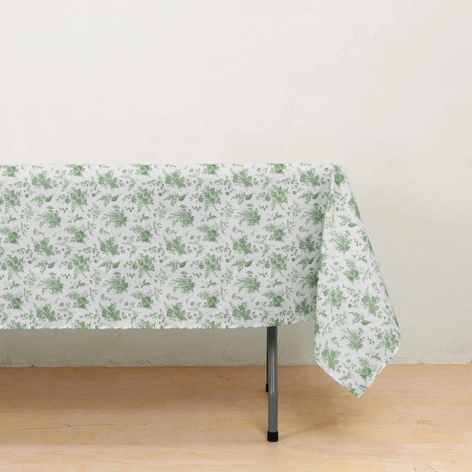 60x102 in Dusty Sage Green  Floral Polyester Rectangular Tablecloth