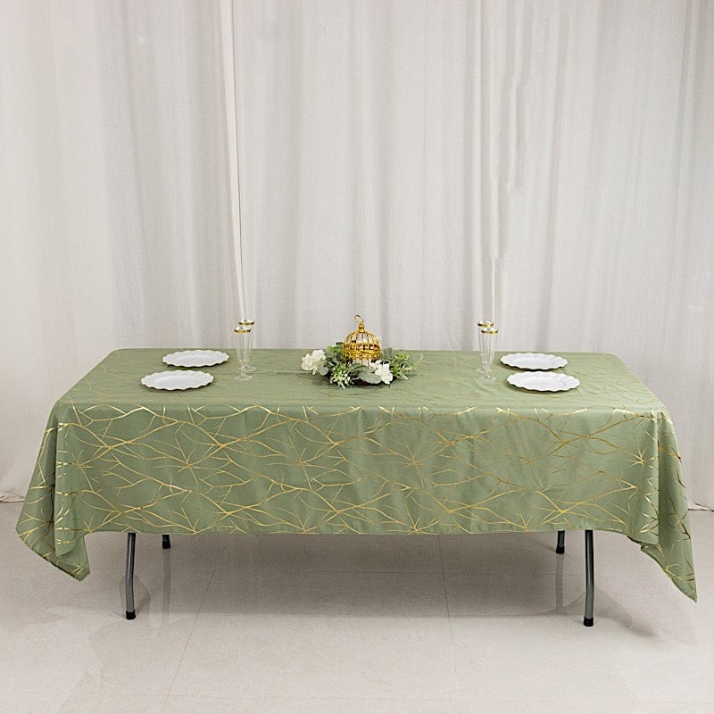 60x102 in Metallic Geometric Design Polyester Rectangle Tablecloth