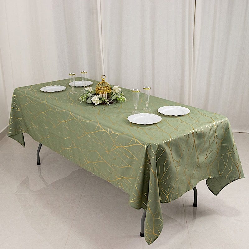 60x102 in Metallic Geometric Design Polyester Rectangle Tablecloth