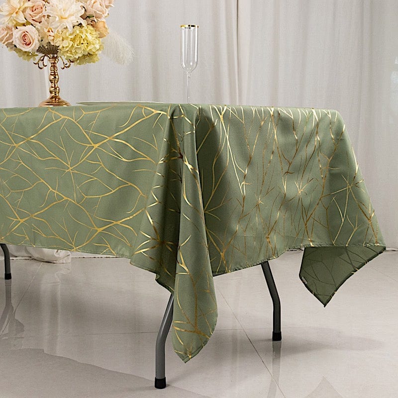 60x102 in Metallic Geometric Design Polyester Rectangle Tablecloth