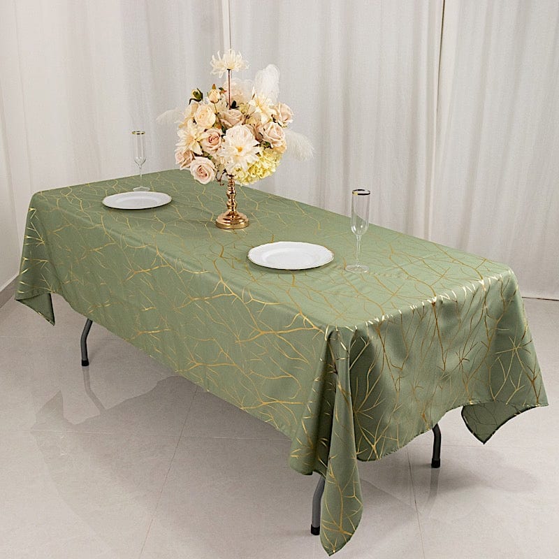 60x102 in Metallic Geometric Design Polyester Rectangle Tablecloth