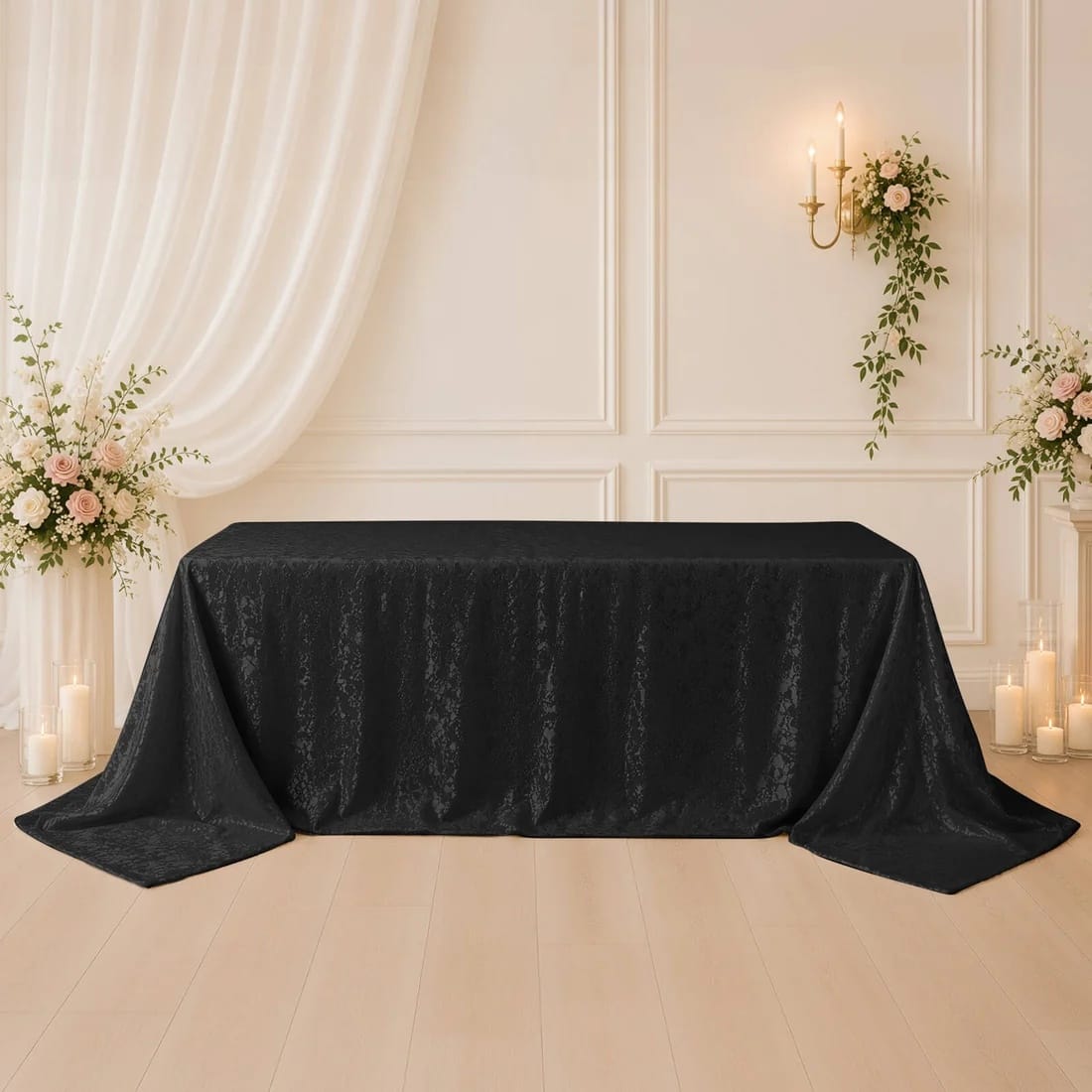 90x132 in Jacquard Polyester Rectangle Tablecloth Abstract Watercolor Design