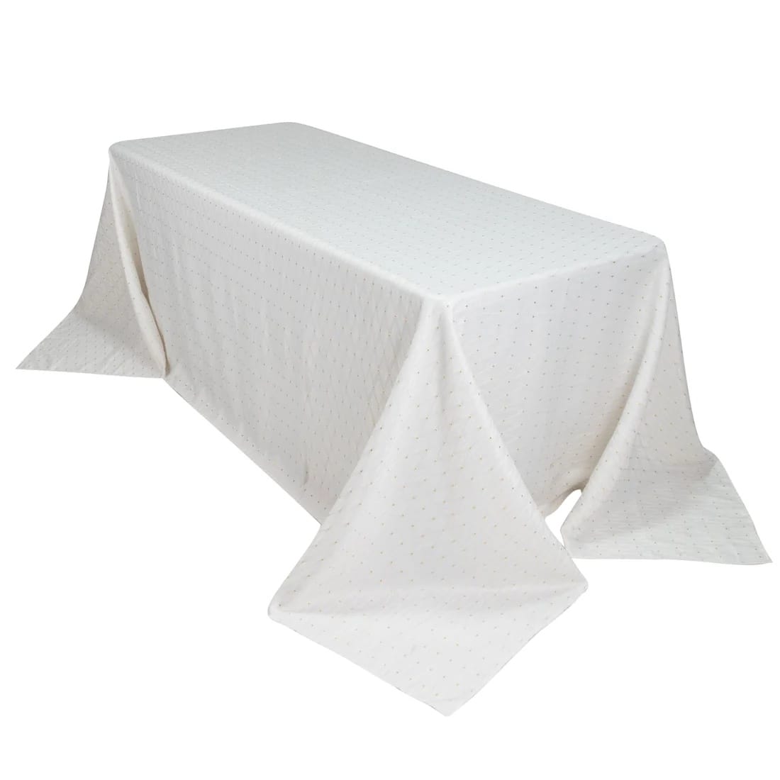 90x132 in Jacquard Polyester Rectangle Tablecloth Diamond Trellis with Gold Accents
