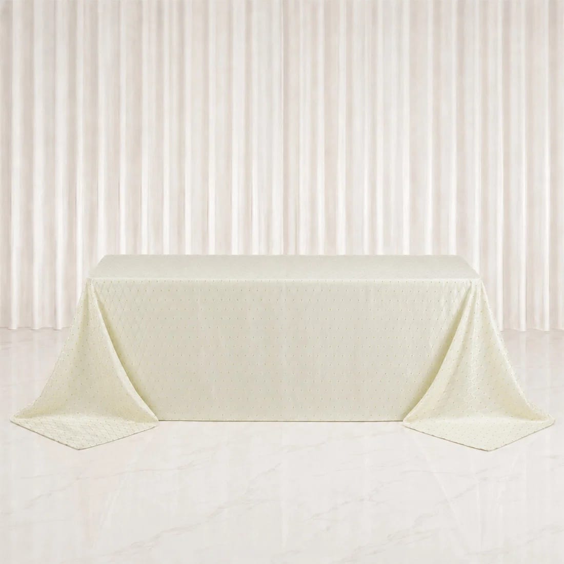 90x132 in Jacquard Polyester Rectangle Tablecloth Diamond Trellis with Gold Accents