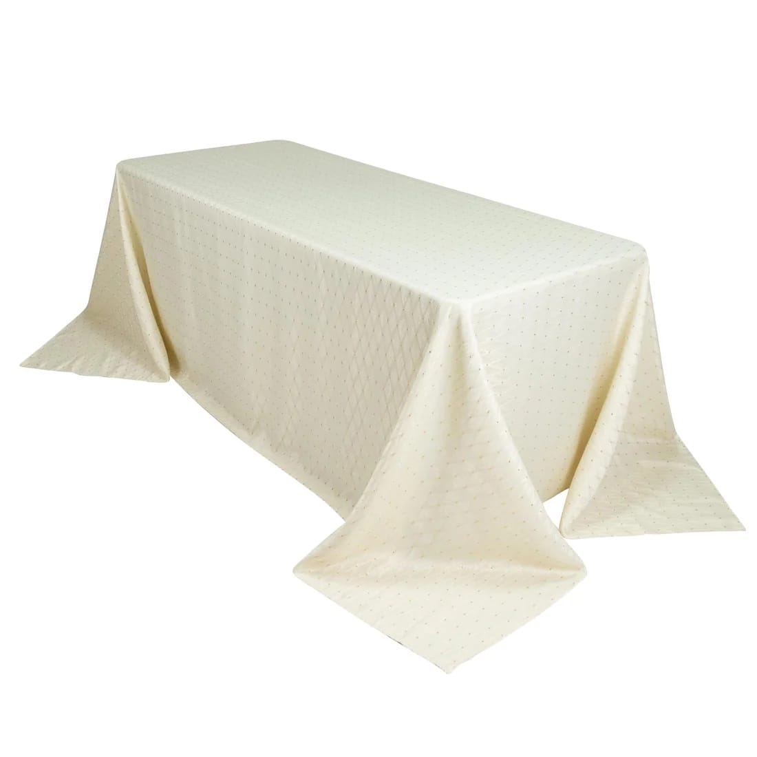 90x132 in Jacquard Polyester Rectangle Tablecloth Diamond Trellis with Gold Accents