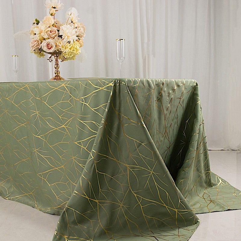 90x132 in Metallic Geometric Design Polyester Rectangle Tablecloth