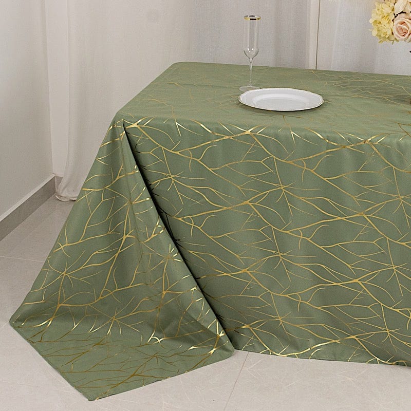 90x132 in Metallic Geometric Design Polyester Rectangle Tablecloth