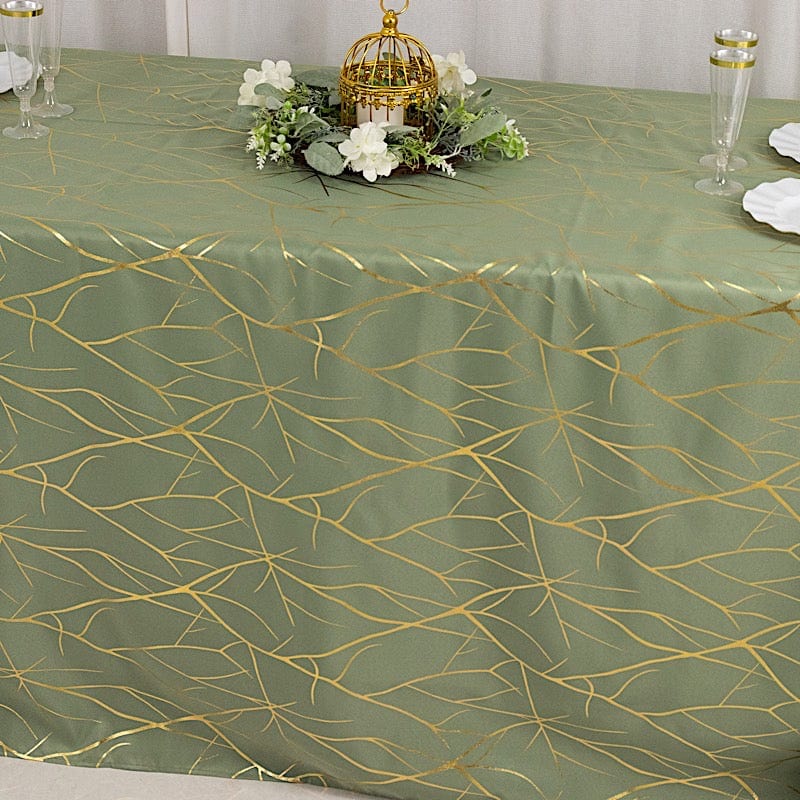 90x132 in Metallic Geometric Design Polyester Rectangle Tablecloth