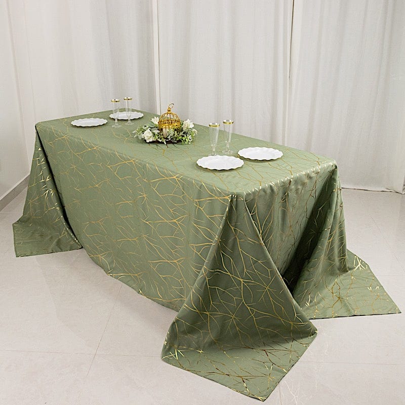 90x132 in Metallic Geometric Design Polyester Rectangle Tablecloth