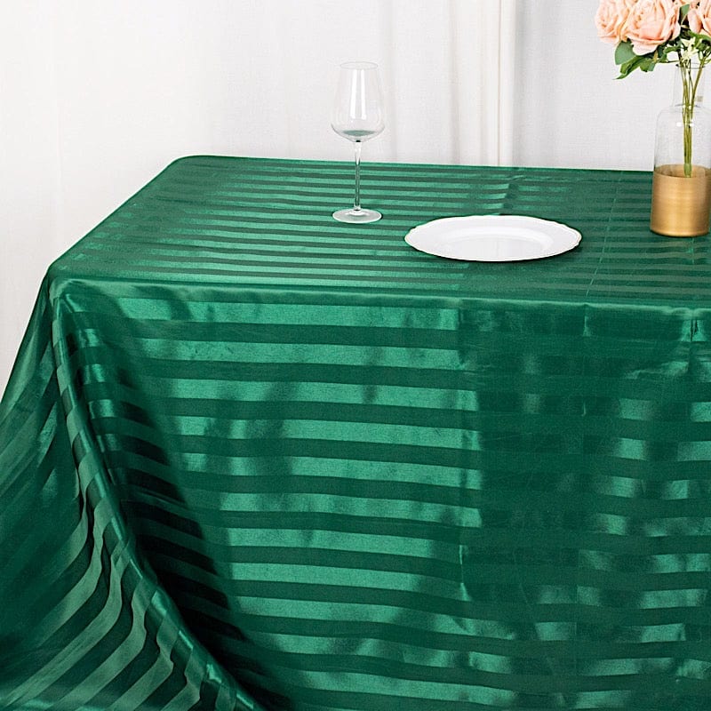 90x132 in Stripes Satin Rectangle Tablecloth Wedding Party Linen