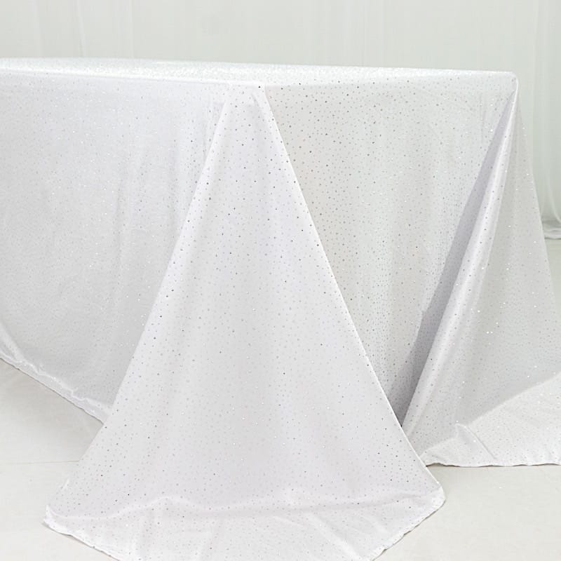90x132 in Scuba Polyester Rectangle Tablecloth with Rhinestone Accents