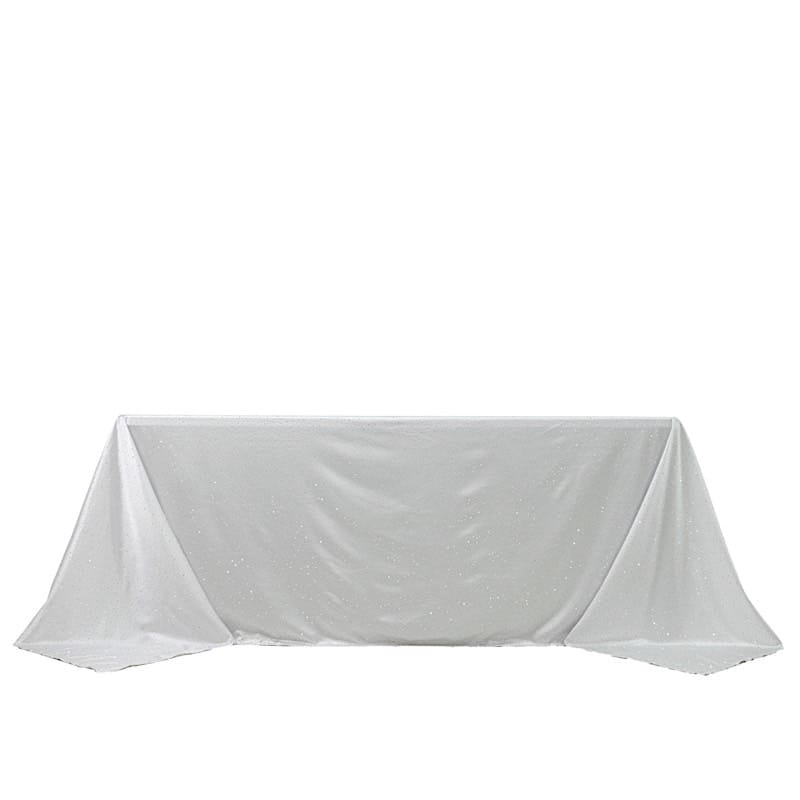 90x132 in Scuba Polyester Rectangle Tablecloth with Rhinestone Accents
