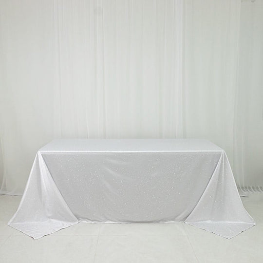 90x132 in Scuba Polyester Rectangle Tablecloth with Rhinestone Accents