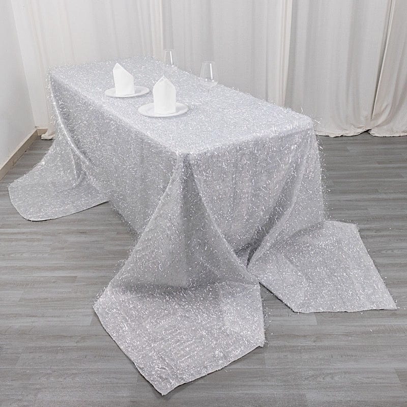 90x156 in Metallic Tinsel Polyester Rectangle Tablecloth