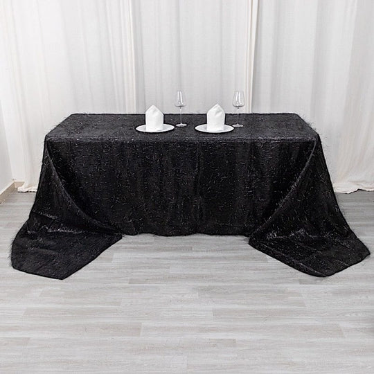 90x156 in Metallic Tinsel Polyester Rectangle Tablecloth