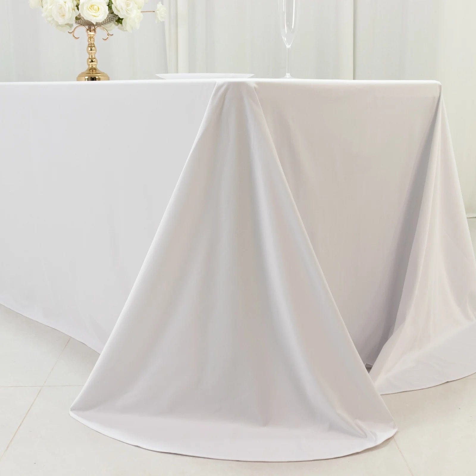 90x156 in Scuba Polyester Rectangle Tablecloth with Round Corners