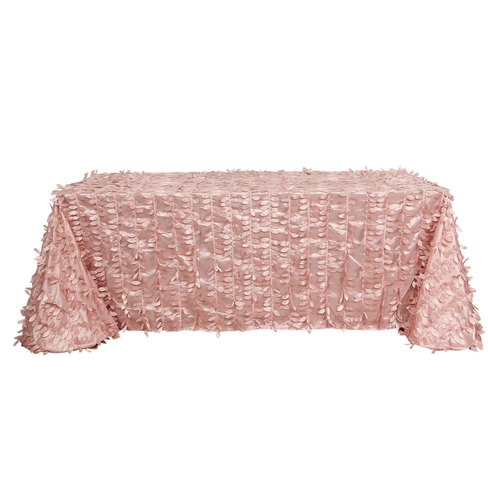 90x156 in Taffeta Rectangle Tablecloth with 3D Leaves Petals Design