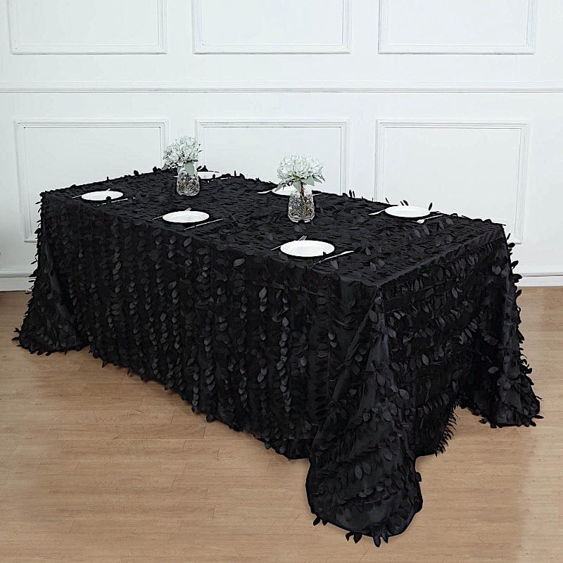 90x156 in Taffeta Rectangle Tablecloth with 3D Leaves Petals Design