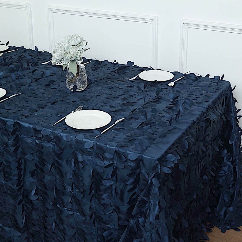 90x156 in Taffeta Rectangle Tablecloth with 3D Leaves Petals Design