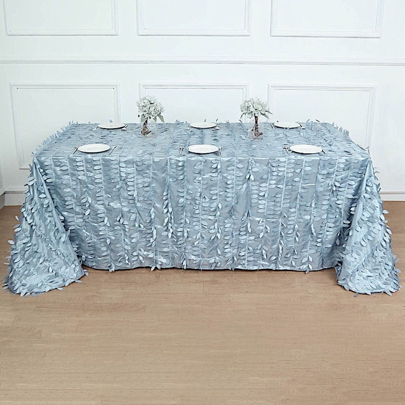 90x156 in Taffeta Rectangle Tablecloth with 3D Leaves Petals Design