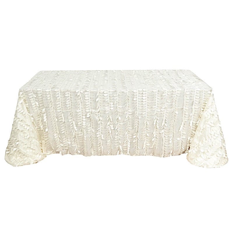 90x156 in Taffeta Rectangle Tablecloth with 3D Leaves Petals Design