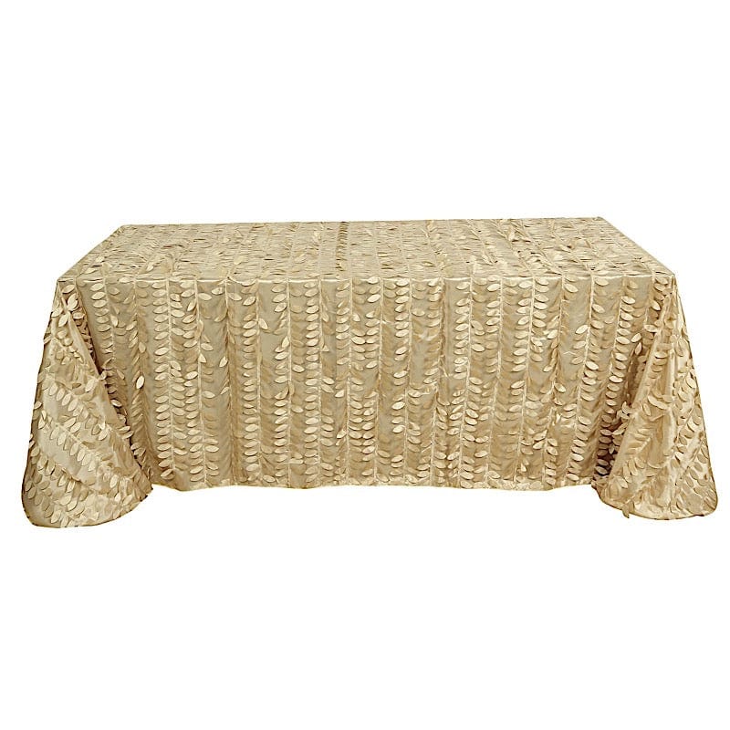 90x156 in Taffeta Rectangle Tablecloth with 3D Leaves Petals Design