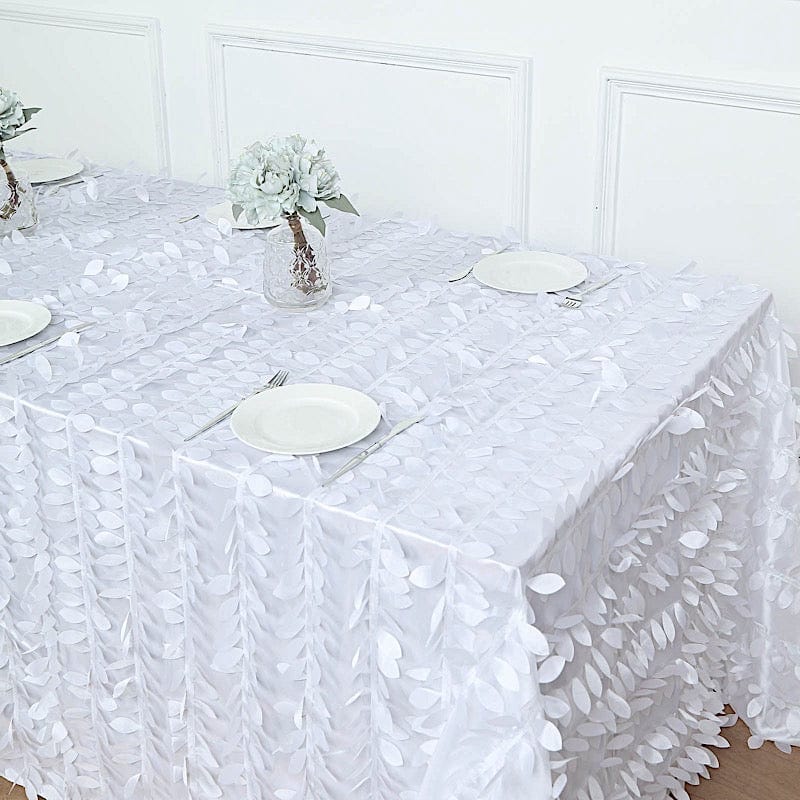 90x156 in Taffeta Rectangle Tablecloth with 3D Leaves Petals Design