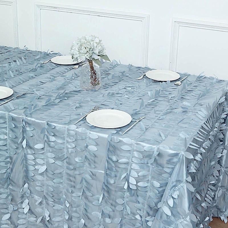 90x156 in Taffeta Rectangle Tablecloth with 3D Leaves Petals Design