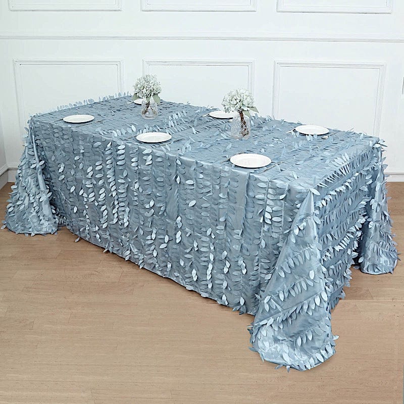 90x156 in Taffeta Rectangle Tablecloth with 3D Leaves Petals Design