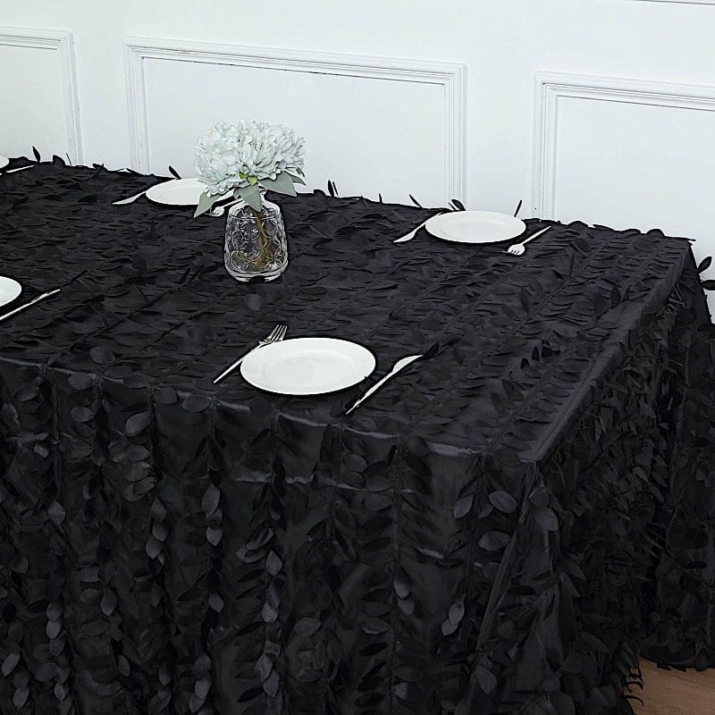 90x156 in Taffeta Rectangle Tablecloth with 3D Leaves Petals Design