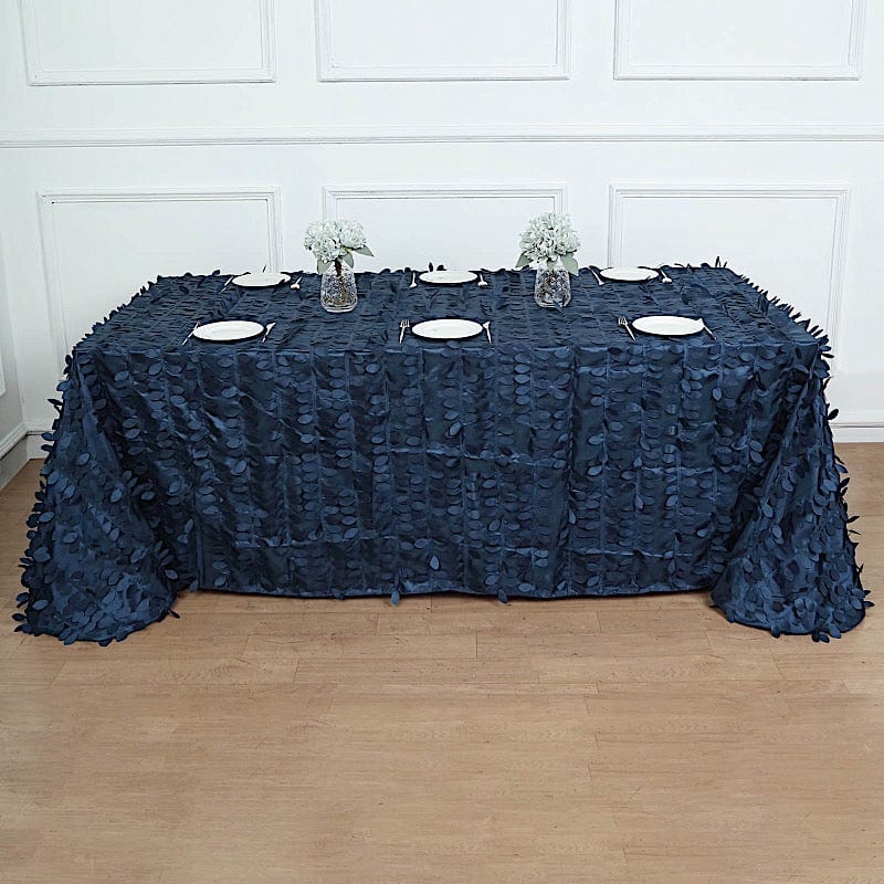 90x156 in Taffeta Rectangle Tablecloth with 3D Leaves Petals Design