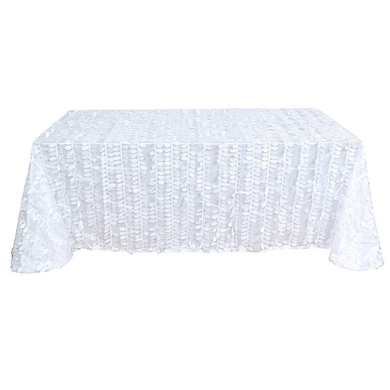 90x156 in Taffeta Rectangle Tablecloth with 3D Leaves Petals Design