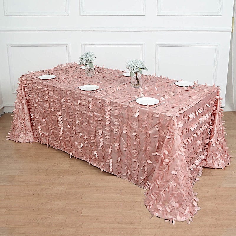 90x156 in Taffeta Rectangle Tablecloth with 3D Leaves Petals Design