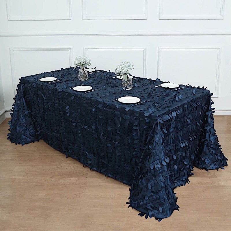 90x156 in Taffeta Rectangle Tablecloth with 3D Leaves Petals Design