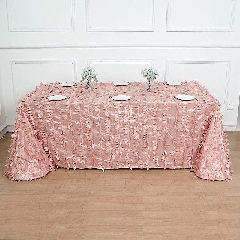 90x156 in Taffeta Rectangle Tablecloth with 3D Leaves Petals Design