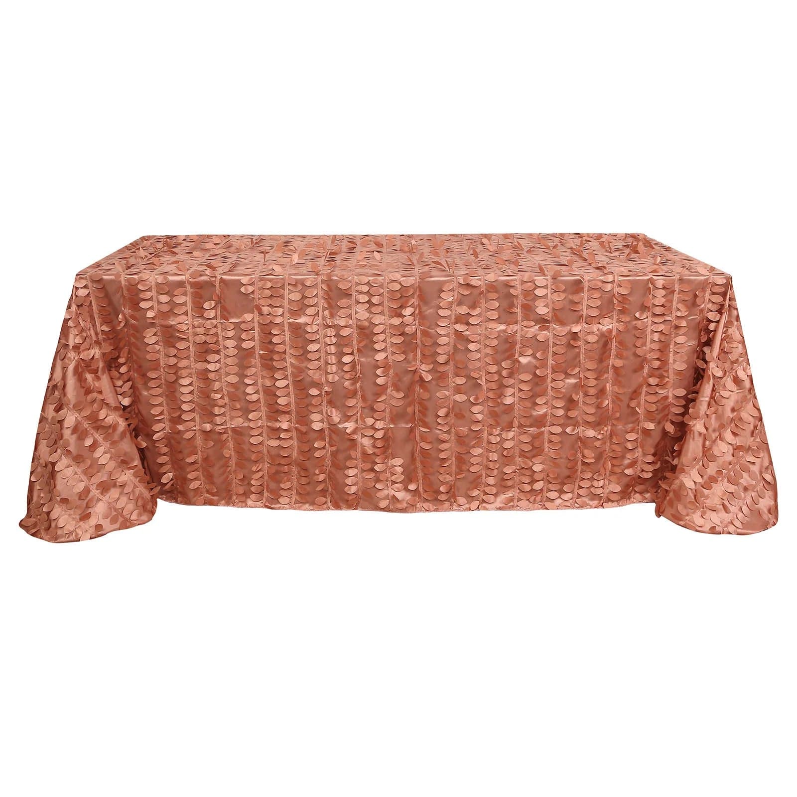 90x156 in Taffeta Rectangle Tablecloth with 3D Leaves Petals Design